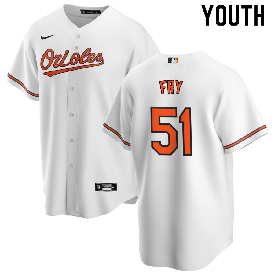 Nike Youth #51 Paul Fry Baltimore Orioles Baseball Jerseys Sale-White